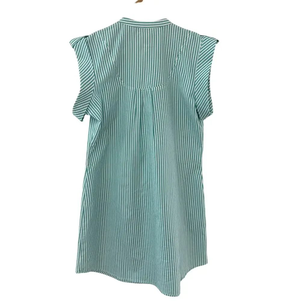 Bell by Alicia Bell Kat Mini‎ Dress Green & White Preppy Striped Size Medium - Picture 9 of 12